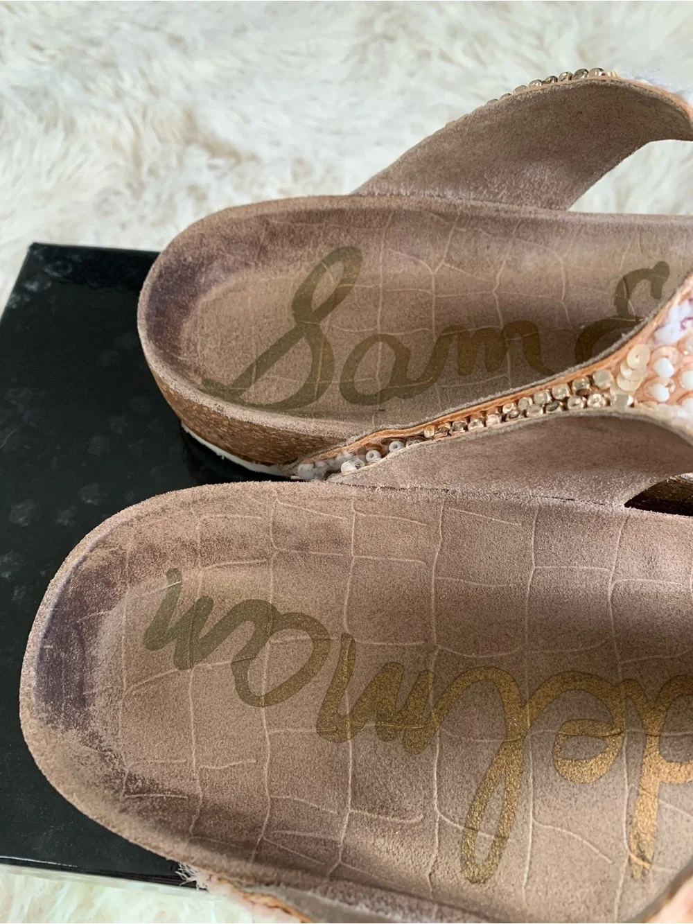 Sam Edelman Olivie Peach Beaded Sandals